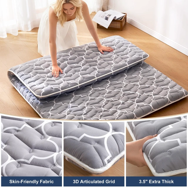 Alt view image 4 of 7 - 6th Generation Japanese Floor Futon Mattress - Extra-Thick 9-Layer Modern Futon with 100% High-Density Foam, Portable Floor Mattress Sleeping Pad for Adults, Guest Room, Dormitory, Queen Size(60"X80")