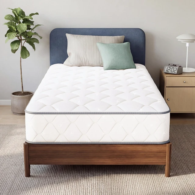 Main image of Twin 8 Inch Cool Hybrid Mattress with Innerspring Coil Support | Pressure Relief, Medium Plush Feel, Even Support, Durable Support, Anti-Slip Bottom, Fiberglass Free, CertiPUR-US Certified