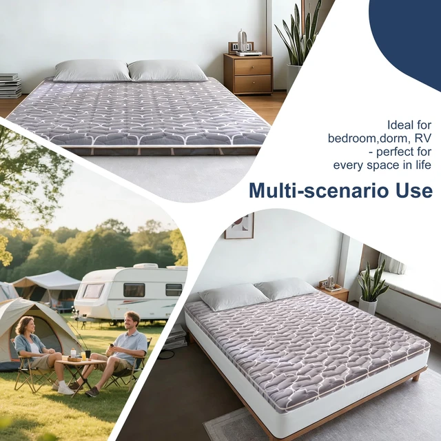 Alt view image 6 of 7 - 6th Generation Japanese Floor Futon Mattress - Extra-Thick 9-Layer Modern Futon with 100% High-Density Foam, Portable Floor Mattress Sleeping Pad for Adults, Guest Room, Dormitory, Queen Size(60"X80")