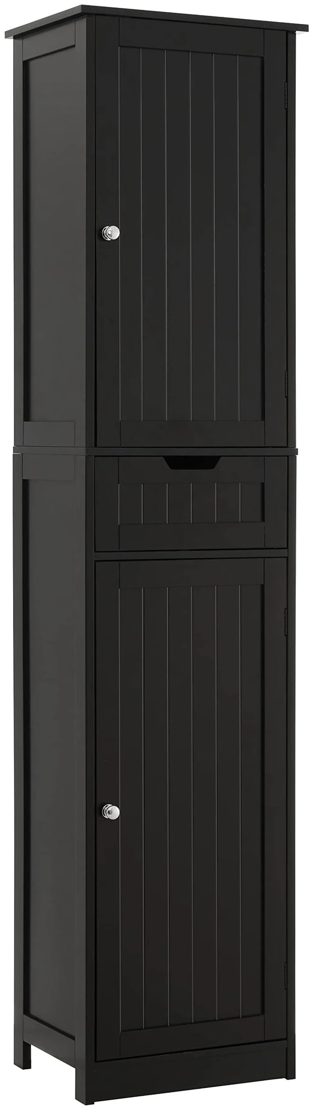 Main image of 66.9" Tall Bathroom Storage Cabinet with 2 Doors & 1 Drawer | Narrow Storage Cabinet with Adjustable Shelves, Floor Cabinet for Bathroom, Living Room, Entryway, Kitchen, Black, 15.7" W