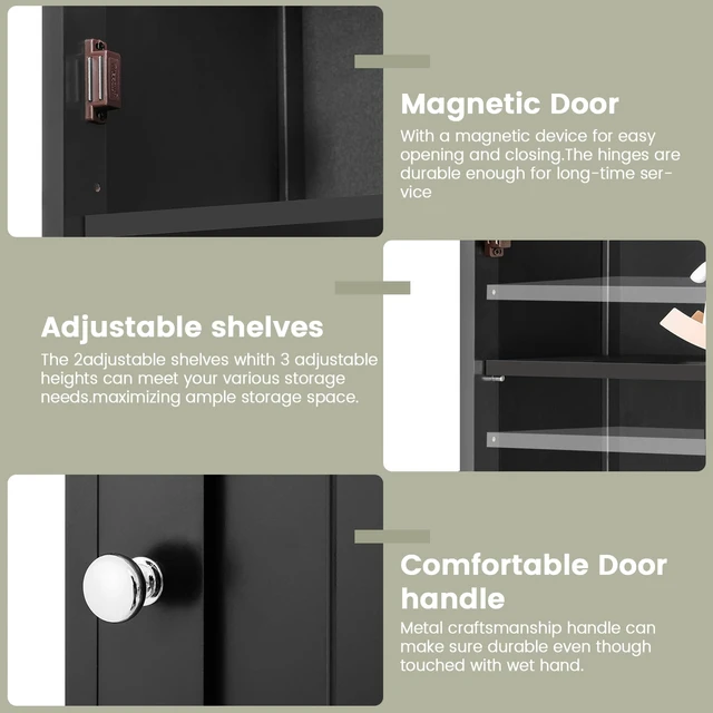 Alt view image 6 of 7 - 66.9" Tall Bathroom Storage Cabinet with 2 Doors & 1 Drawer | Narrow Storage Cabinet with Adjustable Shelves, Floor Cabinet for Bathroom, Living Room, Entryway, Kitchen, Black, 15.7" W