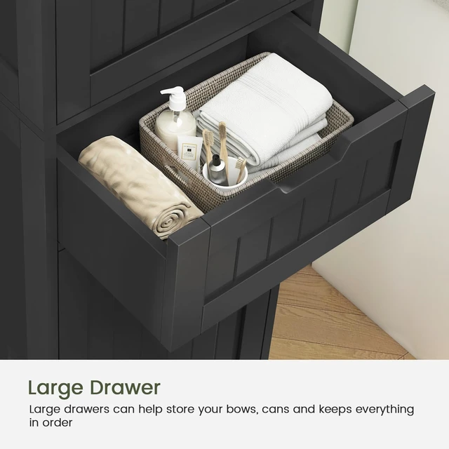 Alt view image 5 of 7 - 66.9" Tall Bathroom Storage Cabinet with 2 Doors & 1 Drawer | Narrow Storage Cabinet with Adjustable Shelves, Floor Cabinet for Bathroom, Living Room, Entryway, Kitchen, Black, 15.7" W