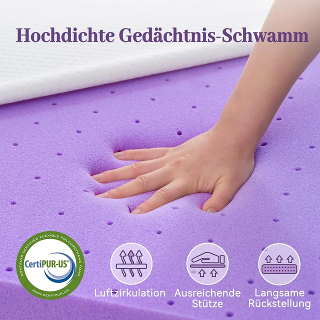 Alt view image 5 of 7 - 3 Inch Gel Memory Foam Mattress Topper Twin XL Size for College Dorm, Ventilated High Density Pad for Back Pain, Bed Topper with Removable Soft Cover, CertiPUR-US Certified