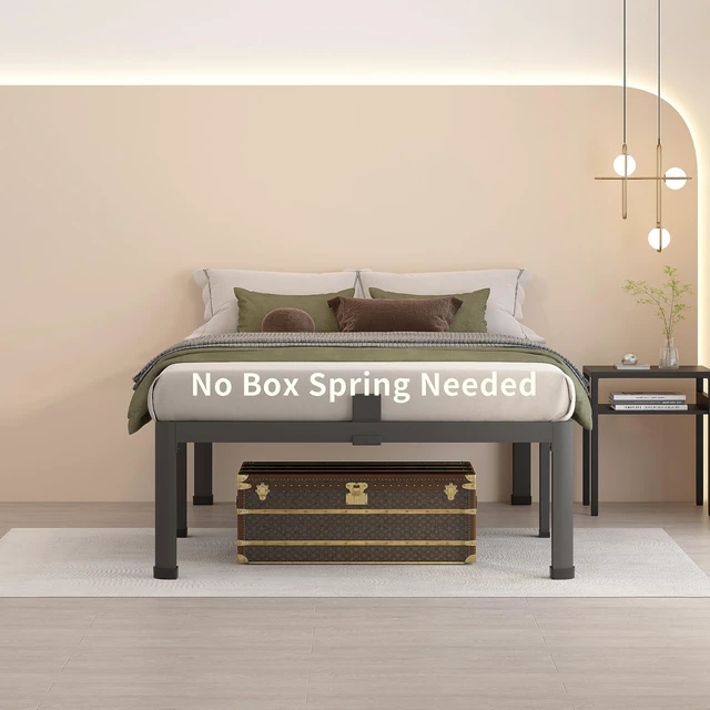 Alt view image 5 of 7 - 18 Inch Twin XL Bed Frames with Round Corner Leg Mattress Slide Stopper | No Box Spring Needed, Heavy Duty Metal Platform Bed Frame, 16.6" Storage Space, 3000 LBS Steel Slats Support, Easy Assembly