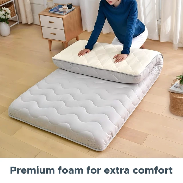 Alt view image 5 of 7 - Japanese Floor Mattress Futon Mattress Queen 3.5" Thick | Foldable Mattress Tatami Mat Sleeping Pad, 100% High Density Foam, Roll Up Floor Lounger Bed for Living Room RV, Grey