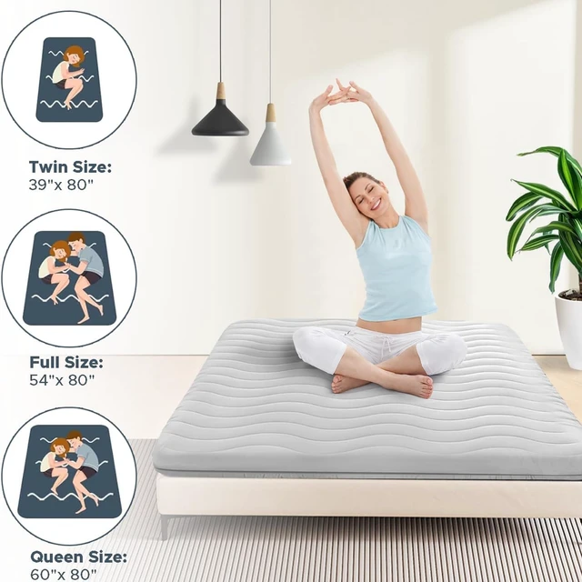 Alt view image 6 of 7 - Japanese Floor Mattress Futon Mattress Queen 3.5" Thick | Foldable Mattress Tatami Mat Sleeping Pad, 100% High Density Foam, Roll Up Floor Lounger Bed for Living Room RV, Grey