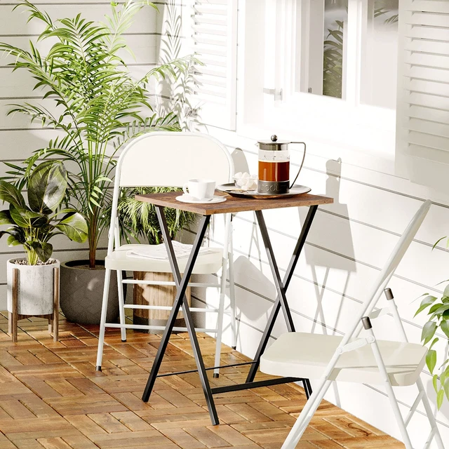 Alt view image 5 of 7 - Folding TV Tray Tables, Set of 4 TV Trays with Storage Rack | Industrial Side Table for Eating at Couch, Foldable Snack Table for Small Space, Easy Assembly, Rustic Brown and Black