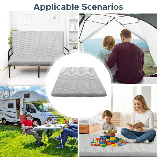 Alt view image 7 of 7 - Japanese Floor Mattress Futon Mattress Queen 3.5" Thick | Foldable Mattress Tatami Mat Sleeping Pad, 100% High Density Foam, Roll Up Floor Lounger Bed for Living Room RV, Grey
