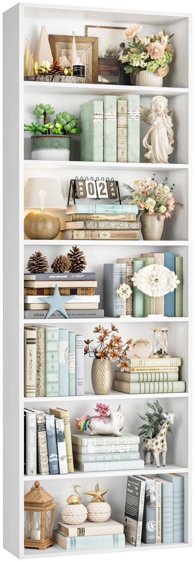 Main image of 82" Tall Bookshelf White Bookcase, 7-Tier Open Display Shelves | Extra Tall Bookcase with Storage, Floor to Ceiling Bookshelves, Narrow Bookshelf Home Decor Furniture for Office, Living Room