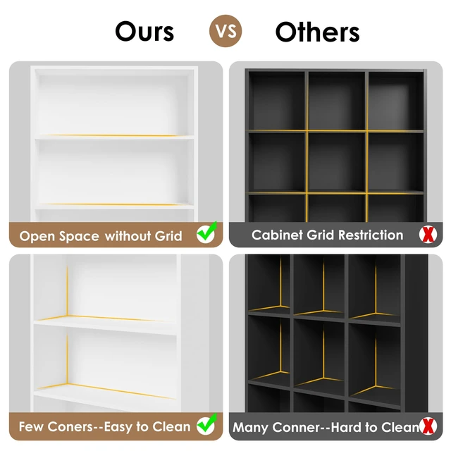 Alt view image 5 of 6 - 82" Tall Bookshelf White Bookcase, 7-Tier Open Display Shelves | Extra Tall Bookcase with Storage, Floor to Ceiling Bookshelves, Narrow Bookshelf Home Decor Furniture for Office, Living Room