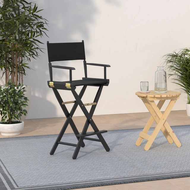 Alt view image 2 of 7 - Director's Chair ,Black Frame/Black Canvas,30" - Bar Height