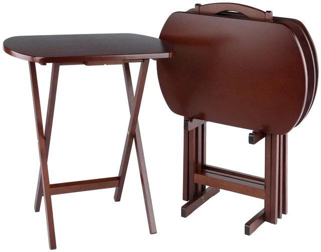 Main image of Wood TV Tray Set | Easy to Store Portable Fold Up Table Set for Kitchen, Living Room TV Dining, Crafts, Puzzles, Work From Home
