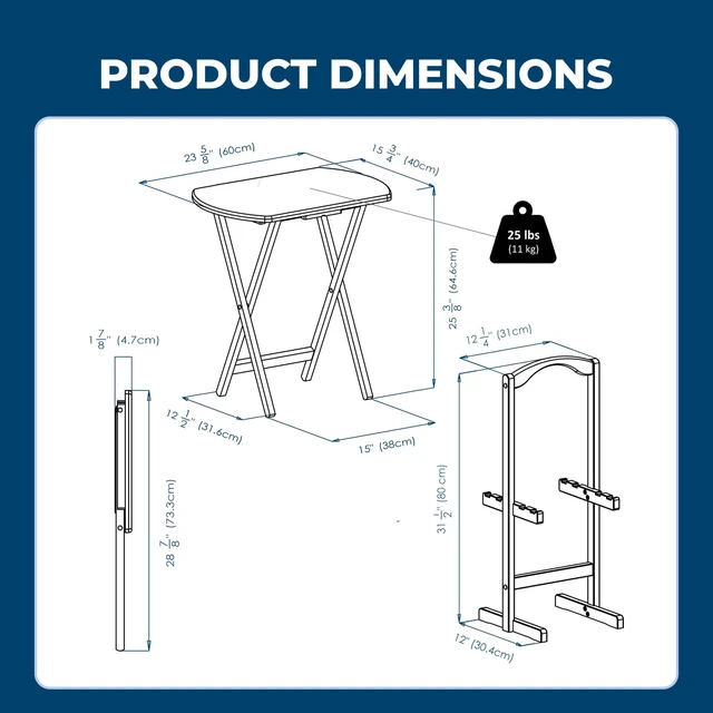 Alt view image 2 of 6 - Wood TV Tray Set | Easy to Store Portable Fold Up Table Set for Kitchen, Living Room TV Dining, Crafts, Puzzles, Work From Home