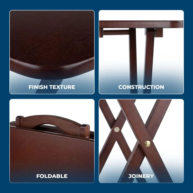 Alt view image 5 of 6 - Wood TV Tray Set | Easy to Store Portable Fold Up Table Set for Kitchen, Living Room TV Dining, Crafts, Puzzles, Work From Home