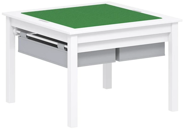 Main image of 2 in 1 Kids Construction Play Table with Drawers Compatible with Lego | Wooden Kids Building & Activity Table with Pull-Out Fabric Drawer, Reversible Tabletop, Water-based Paint, Smooth Edges
