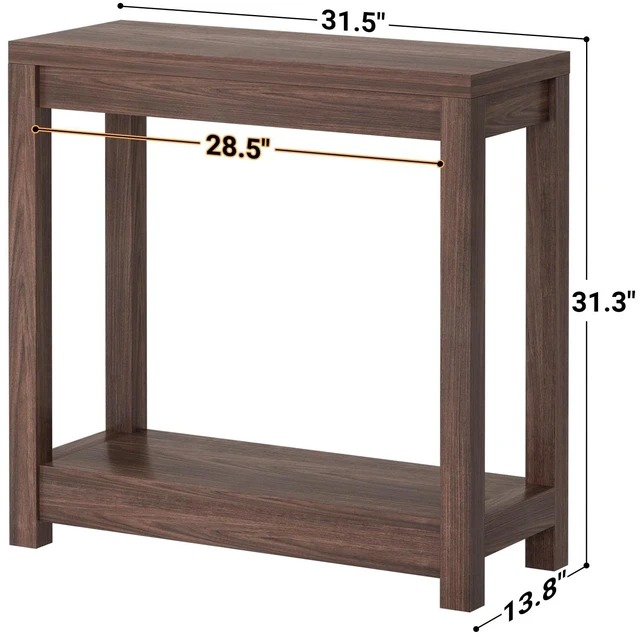 Alt view image 3 of 7 - Small Farmhouse Wood Entryway Table Narrow Console Table with Storage Behind Couch Sofa Table with Shelves Entry Way Tables with Open Storage, Easy Assembly, 32" Black Walnut