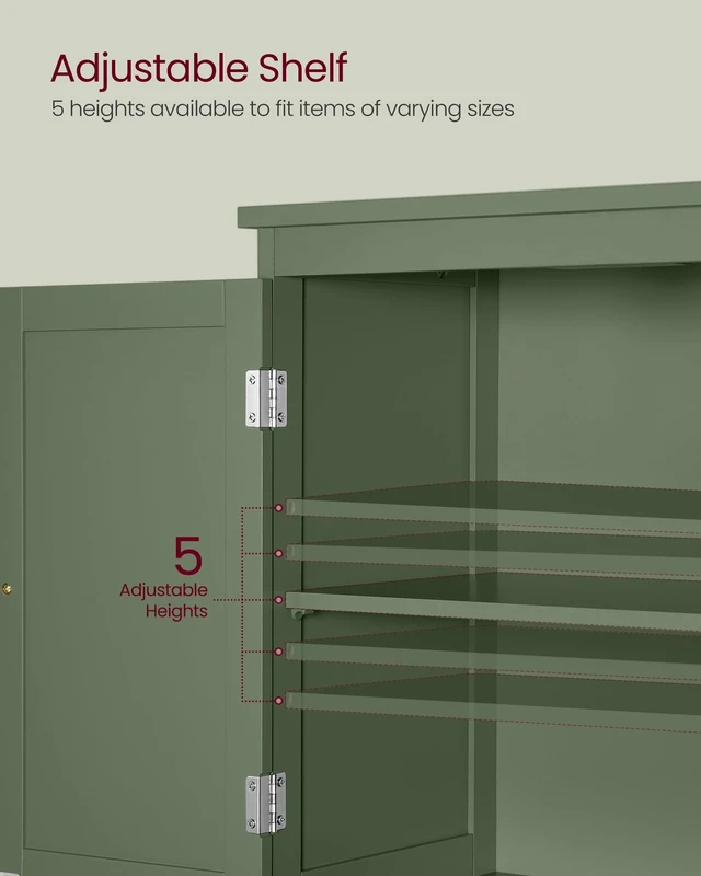 Alt view image 3 of 7 - Bathroom Floor Cabinet with 2 Doors, 2 Drawers, Forest Green | Freestanding Bathroom Storage Unit, Adjustable Shelf, 23.6 x 11.8 x 43.3 Inches, HELAN Collection UBBC551C01
