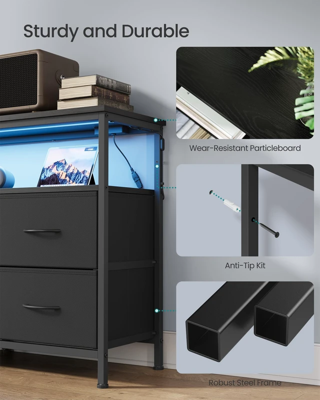 Alt view image 5 of 5 - Dresser for Bedroom, Wide Dresser with 6 Drawers & Open Shelf | TV Stand for TVs Up to 65 Inches, Chest of Drawers for Closet & Living Room, Ink Black, BELLAH Collection ULGS834BH02S