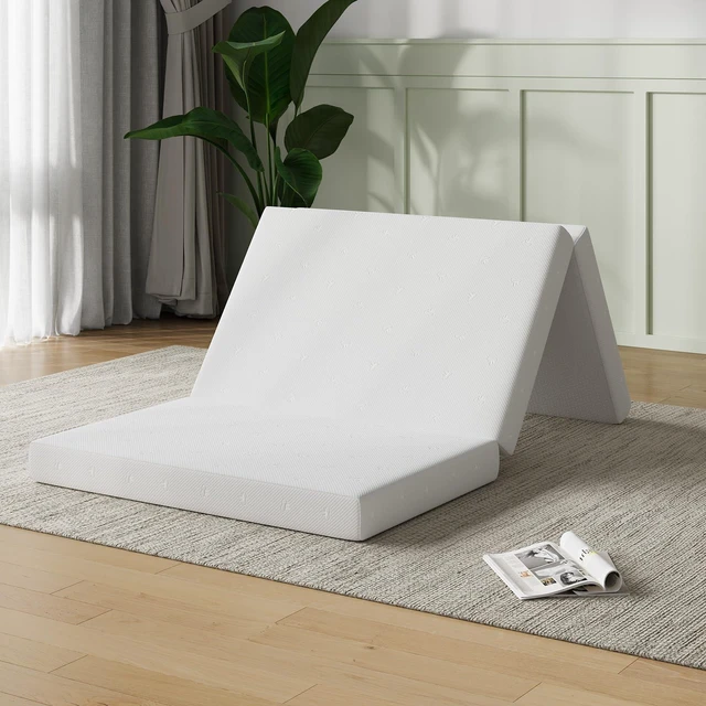 Main image of Foldable Mattress Topper, Full Size Comfort Foam Trifold Mattress with Cloud Design Cover, 4 Inch Folding Mattress for Back Pain Relief, Suitable for Camping, RV Travel, 75"x54"x4"