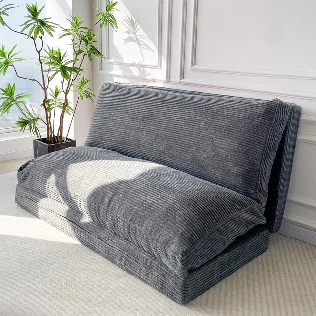 Main image of Folding Sofa Bed, Convertible Chair Couch, Floor Bean Bag Sofa | Extra Thick with Washable Cover, Chaise Lounge, Bean Bag Couch Bed for Bedroom Living Room, Dark Grey, 30x91 Inch