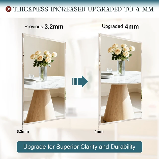 Alt view image 5 of 7 - Frameless Bathroom Mirror, 30"x36" Beveled Bathroom Mirror for Vanity, Wall Mount Mirrors with 4mm Tempered Glass for Bedroom Entryway Living Room Hangs Horizontally or Vertically