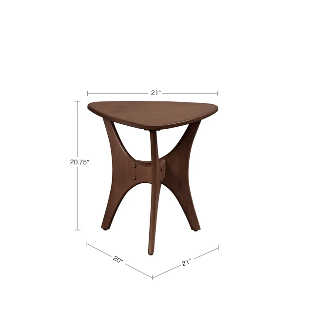 Alt view image 3 of 4 - Blaze Accent Tables - Wood Side Table - Pecan, Mid-Century Modern Style End Tables - 1 Piece Small Tables For Living Room
