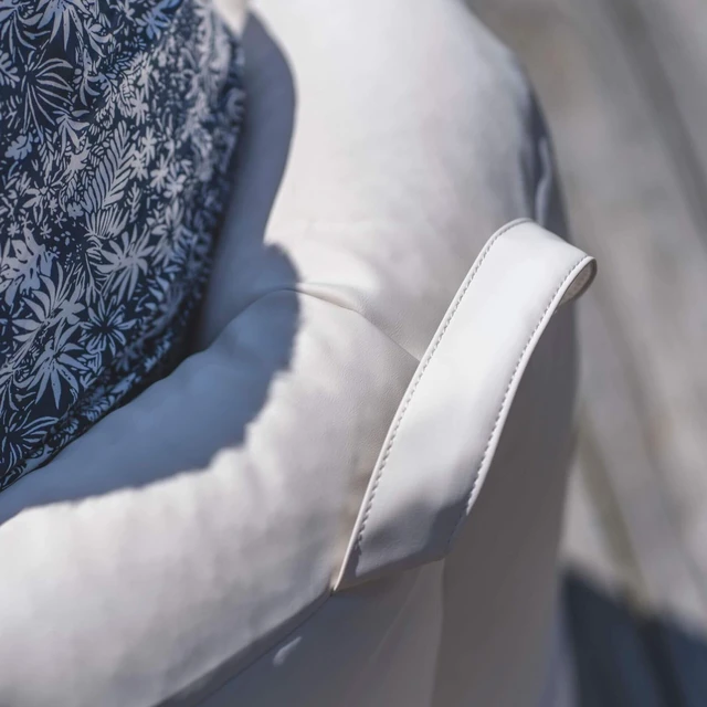 Alt view image 5 of 6 - Milano Outdoor Beanbag Chair White Marine | Polystyrene Bean Filled, Refillable, Vinyl, UV-Protected, Weather-Resistant, Fade-Proof Fabric