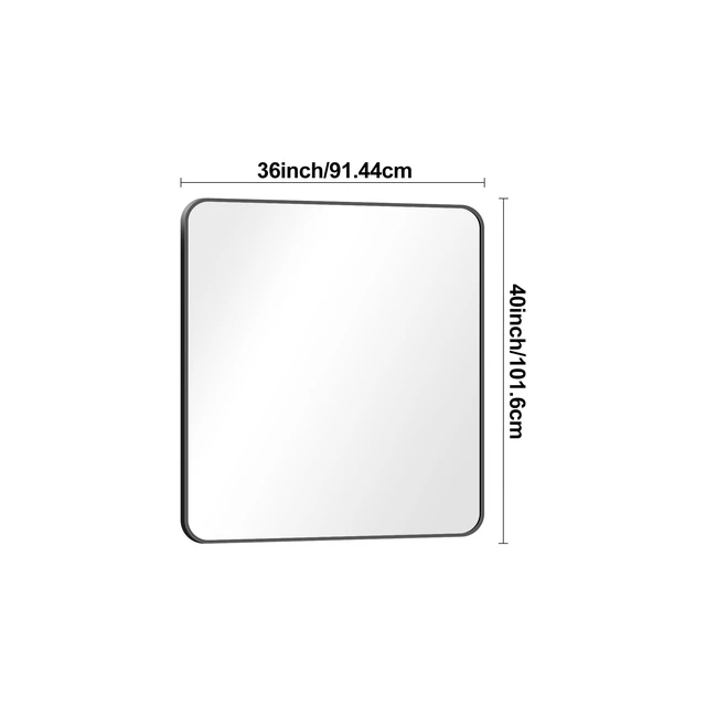 Alt view image 7 of 7 - 36x40 inch Bathroom Mirror,Black Rectangle Mirror,Wall Mounted Bathroom Frame Vanity Mirror with Round Corner for Bedroom Living Room,Entryway Hangs Horizontal or Vertical