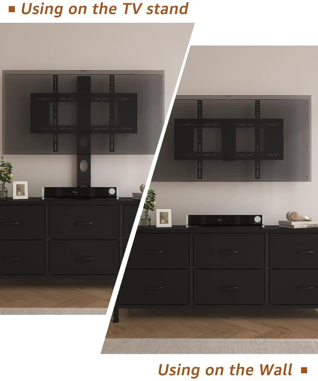 Alt view image 4 of 7 - TV Stand with Mount, Fabric Dresser with 6 Drawers for 32/45/55/60/65/75 inch TVs, Black Dresser Entertainment Center, Modern Media TV Console Table