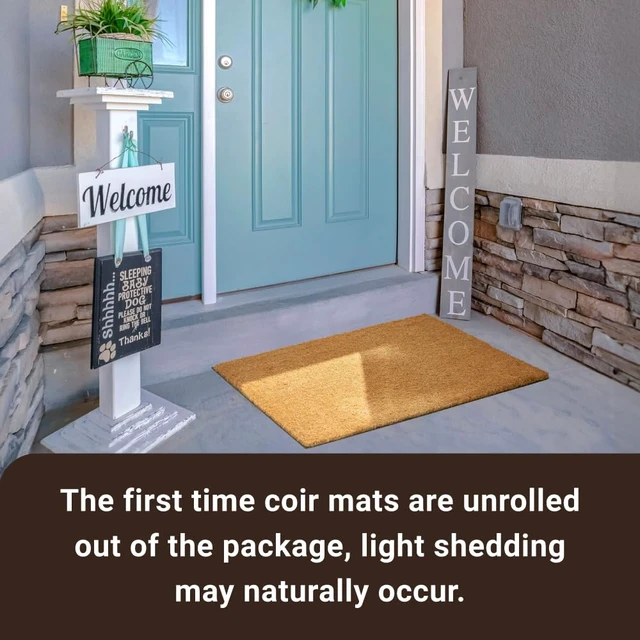 Alt view image 3 of 7 - Coco Coir Door Mat with Heavy Duty Backing, Welcome Doormat (17" x 30"), Doormat Entrance (Plain - 8Pack)
