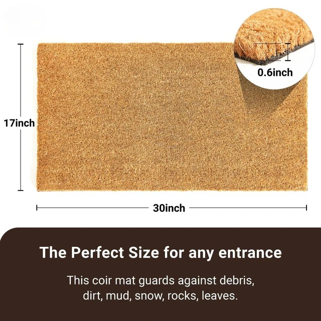 Alt view image 2 of 7 - Coco Coir Door Mat with Heavy Duty Backing, Welcome Doormat (17" x 30"), Doormat Entrance (Plain - 8Pack)