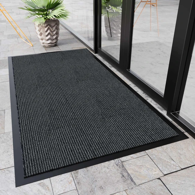 Alt view image 2 of 7 - Indoor Outdoor Door Mat, 6' x 3' Doormat for Entryway, Grey | Non Slip Front Door Mat Outside Entrance, Super Absorbent Commercial Floor Mat for Home Office High Traffic Areas Heavy Duty