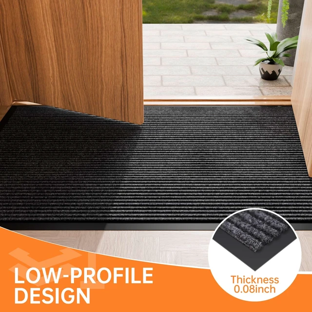Alt view image 7 of 7 - Indoor Outdoor Door Mat, 6' x 3' Doormat for Entryway, Grey | Non Slip Front Door Mat Outside Entrance, Super Absorbent Commercial Floor Mat for Home Office High Traffic Areas Heavy Duty