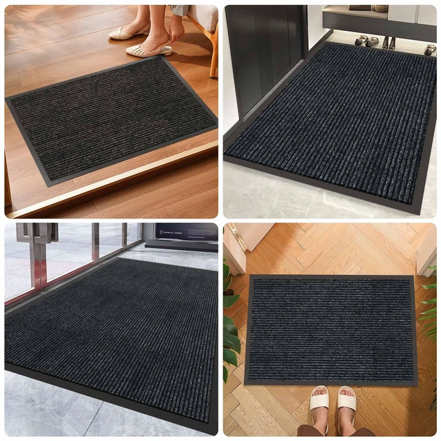 Alt view image 4 of 7 - Indoor Outdoor Door Mat, 6' x 3' Doormat for Entryway, Grey | Non Slip Front Door Mat Outside Entrance, Super Absorbent Commercial Floor Mat for Home Office High Traffic Areas Heavy Duty