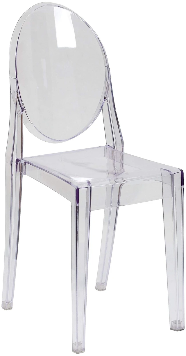 Main image of Cheryl Indoor/Outdoor Ghost Accent and Dining Chair with Contoured Seat, Stackable Transparent Restaurant Chair, Transparent Crystal