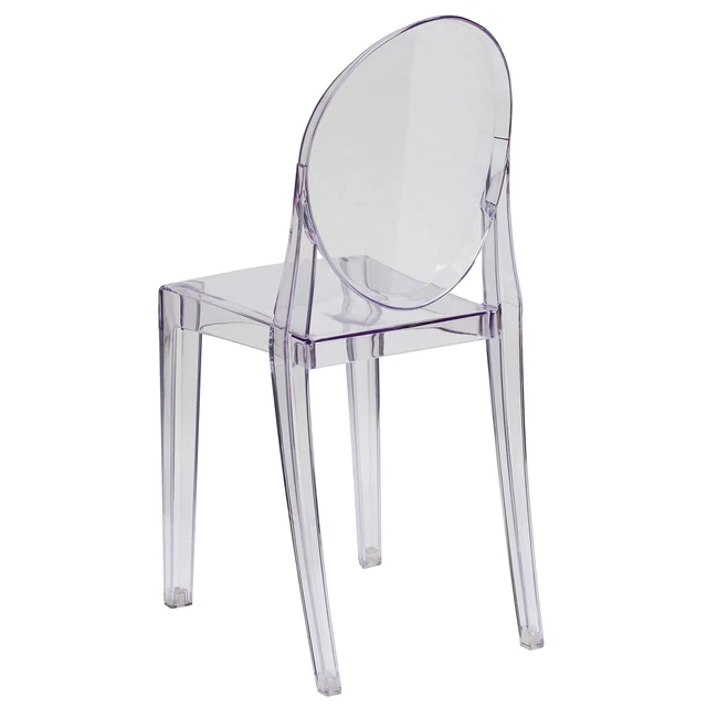 Alt view image 5 of 6 - Cheryl Indoor/Outdoor Ghost Accent and Dining Chair with Contoured Seat, Stackable Transparent Restaurant Chair, Transparent Crystal