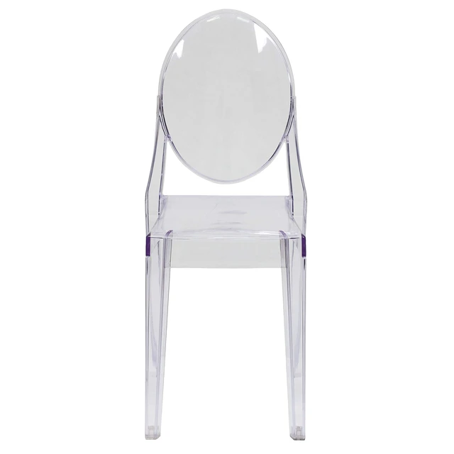 Alt view image 6 of 6 - Cheryl Indoor/Outdoor Ghost Accent and Dining Chair with Contoured Seat, Stackable Transparent Restaurant Chair, Transparent Crystal
