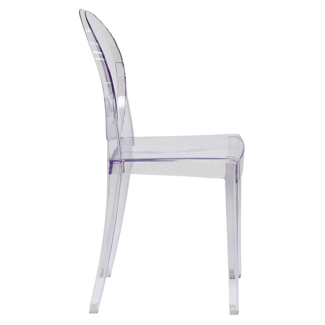 Alt view image 4 of 6 - Cheryl Indoor/Outdoor Ghost Accent and Dining Chair with Contoured Seat, Stackable Transparent Restaurant Chair, Transparent Crystal