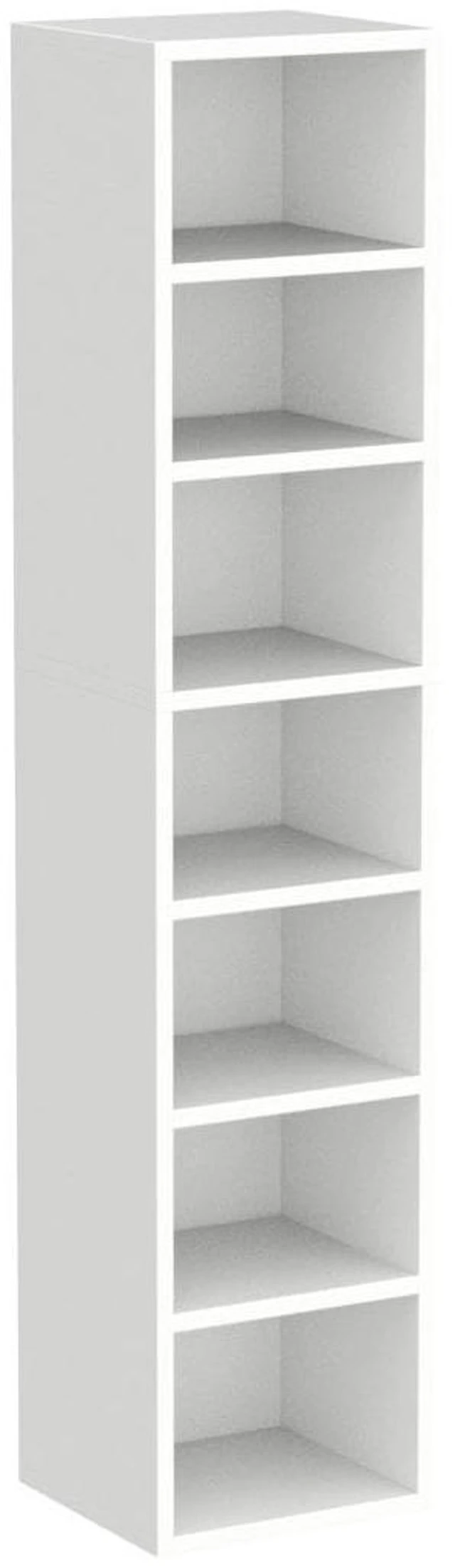 Alt view image 4 of 7 - Small Narrow Corner Bookcase - 59" Tall Gap Storage Cabinet, White | Modern Minimalist Style, MDF Material, Adjustable Shelves, 7 Cubes Open Bookshelf, Floor Tower Rack, Space-Saving Organizer