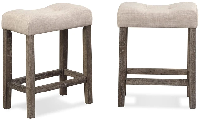 Main image of Sora Button Tufted Counter Height Saddle Stools, Set of 2, Taupe