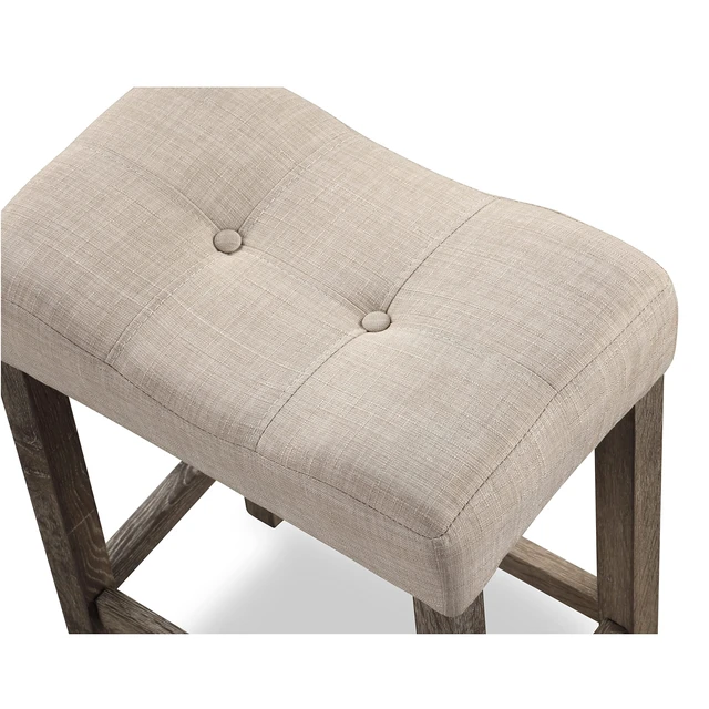 Alt view image 2 of 6 - Sora Button Tufted Counter Height Saddle Stools, Set of 2, Taupe