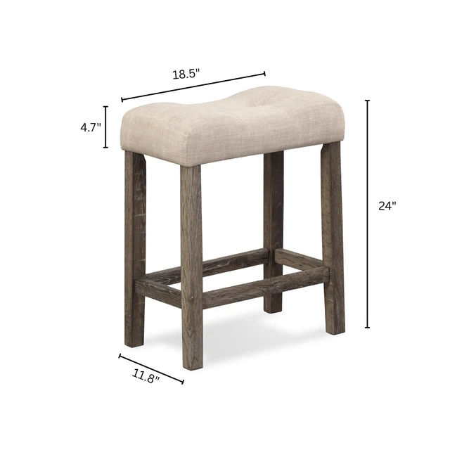 Alt view image 5 of 6 - Sora Button Tufted Counter Height Saddle Stools, Set of 2, Taupe