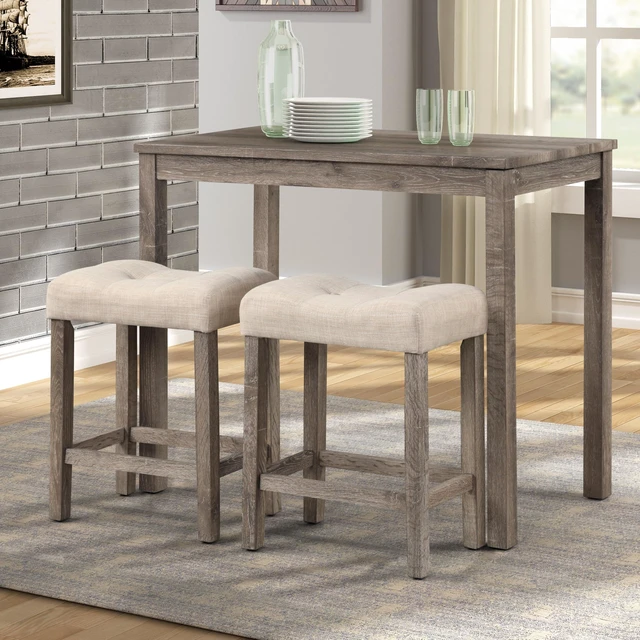 Alt view image 6 of 6 - Sora Button Tufted Counter Height Saddle Stools, Set of 2, Taupe
