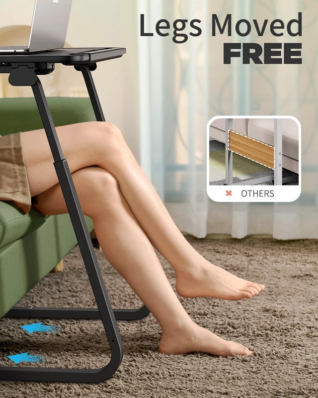 Alt view image 4 of 7 - Heavy Duty TV Trays Upgraded TV Tables for Eating on Couch | Angle & Height Adjustable Living Room Dinner Table, Laptop Desk for Sofa/Bedside/ Recliner, with Cup Holder and Tablet Slot