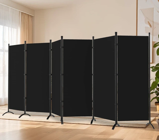 Main image of Room Divider-Folding Privacy Screens, 6 ft Partition Room Dividers Wall for Separation, Home, Office, Classroom, Studio (Black, 6 Panel)