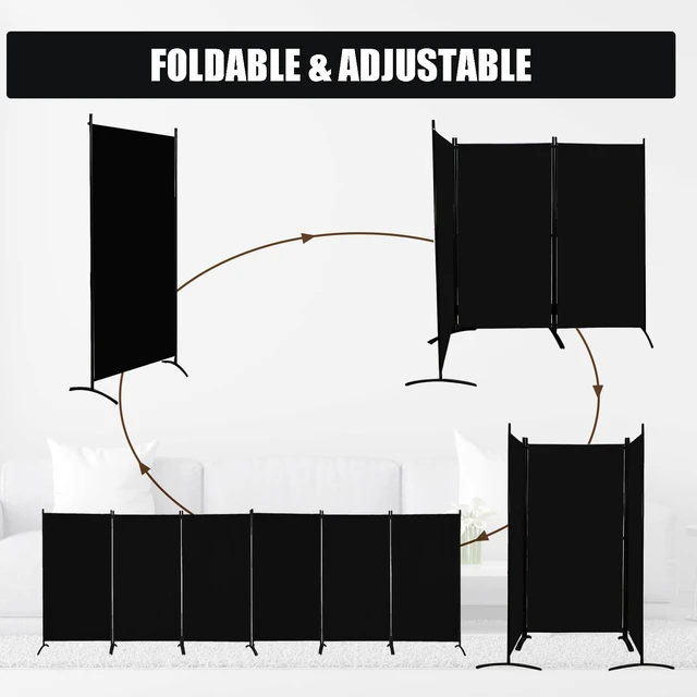 Alt view image 3 of 7 - Room Divider-Folding Privacy Screens, 6 ft Partition Room Dividers Wall for Separation, Home, Office, Classroom, Studio (Black, 6 Panel)