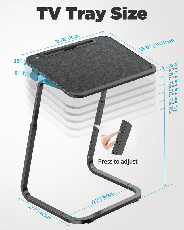 Alt view image 7 of 7 - Heavy Duty TV Trays Upgraded TV Tables for Eating on Couch | Angle & Height Adjustable Living Room Dinner Table, Laptop Desk for Sofa/Bedside/ Recliner, with Cup Holder and Tablet Slot