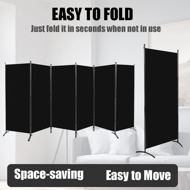 Alt view image 5 of 7 - Room Divider-Folding Privacy Screens, 6 ft Partition Room Dividers Wall for Separation, Home, Office, Classroom, Studio (Black, 6 Panel)