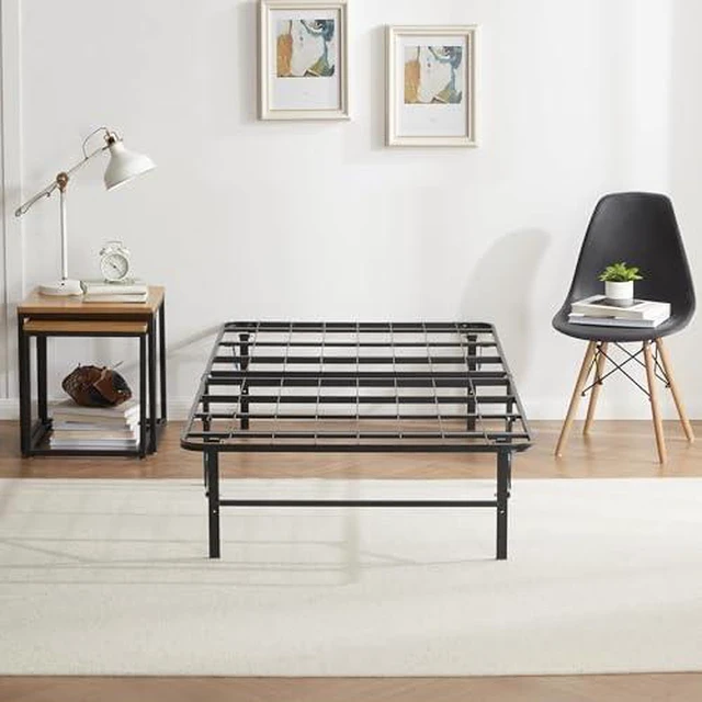 Alt view image 2 of 7 - Foldable Twin XL Bed Frame, Platform Bed, Steel, Easy Tool Free Assembly, 14 Inches High, Twin XL, Black