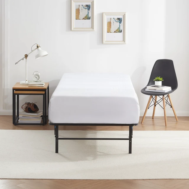 Alt view image 5 of 7 - Foldable Twin XL Bed Frame, Platform Bed, Steel, Easy Tool Free Assembly, 14 Inches High, Twin XL, Black